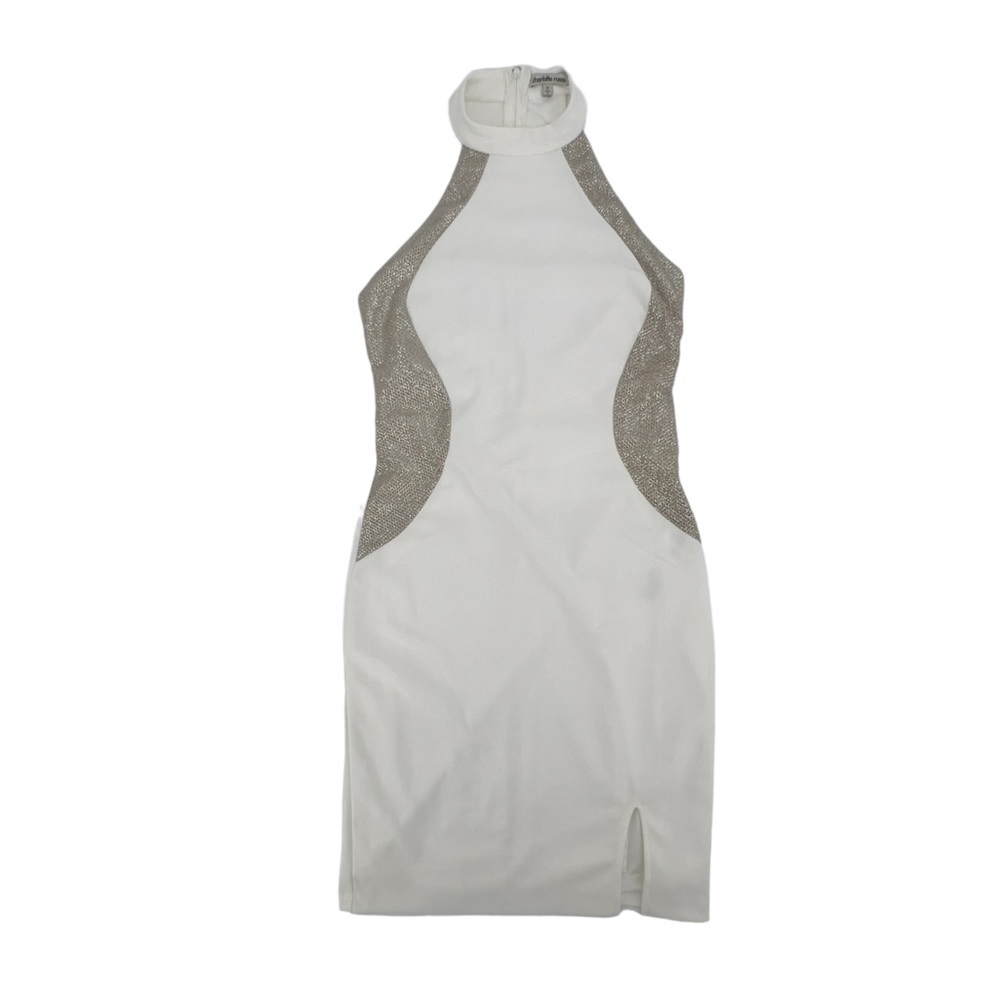 NWT Charlotte Russe White Gold Sleeveless High Neck Dress Size Medium Women’s